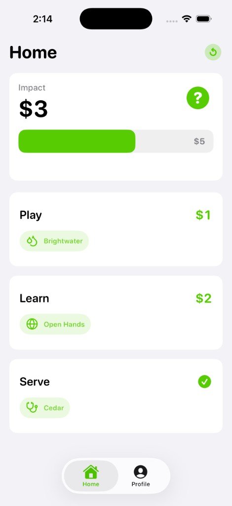 Daily Impact home screen